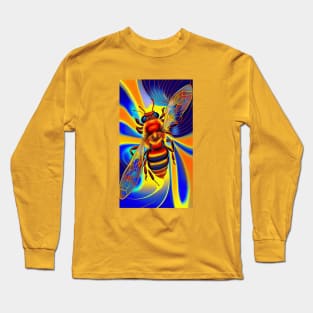 Abstract Honey Bee Image in Trippy Bright Vivid Colors Long Sleeve T-Shirt